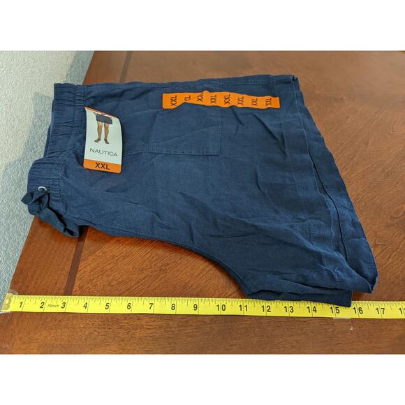 Nautica‎ Shorts XXL Pull On Navy Linen Blend Lounge Relaxed Fit Everyday Staple - Picture 11 of 13